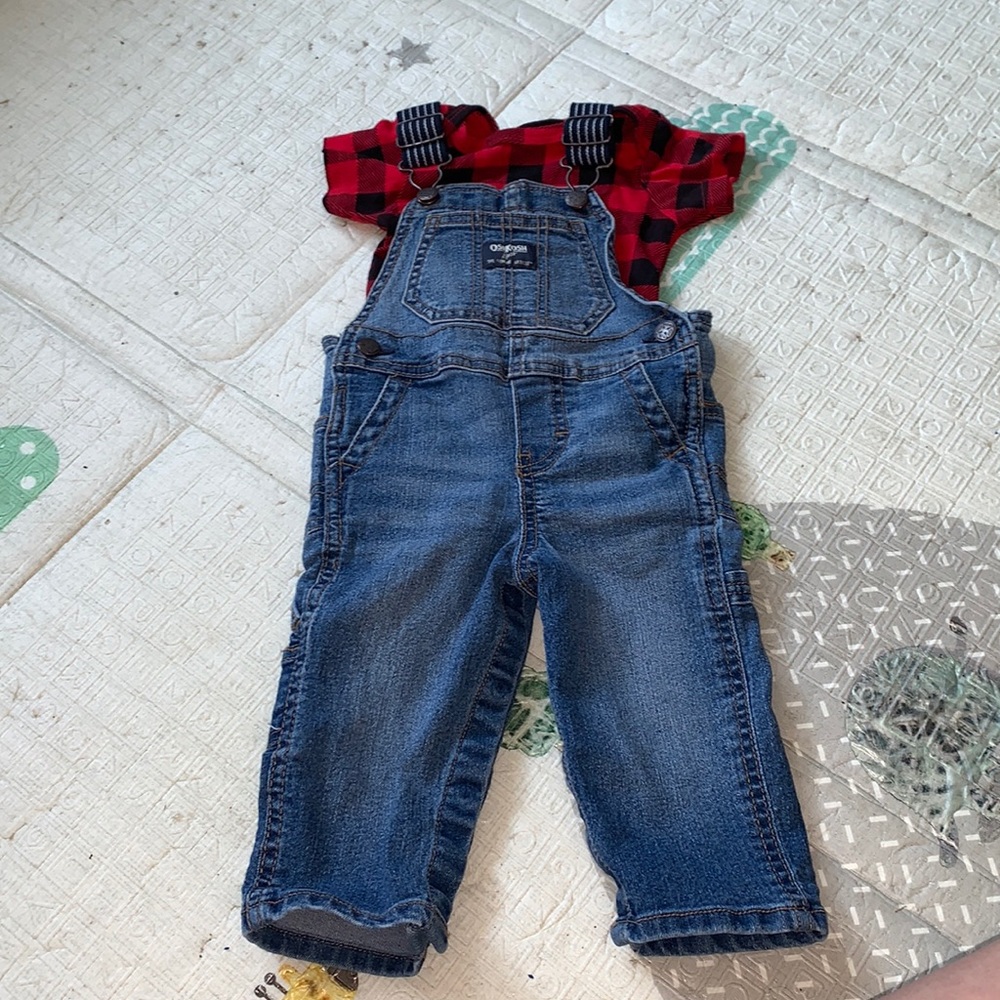 Blue Overalls 9 months.